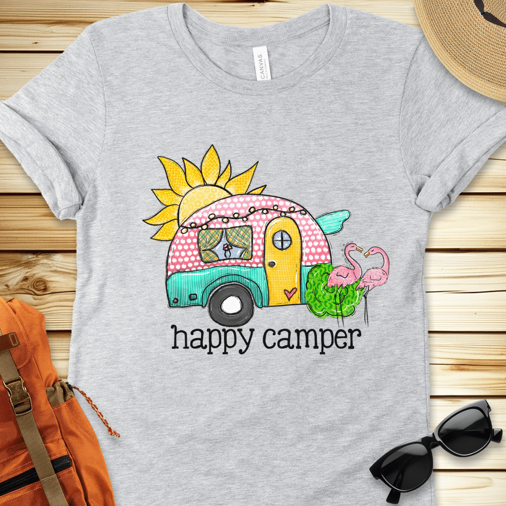 Happy Camper Flamingos Tshirt