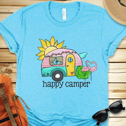 Happy Camper Flamingos Tshirt