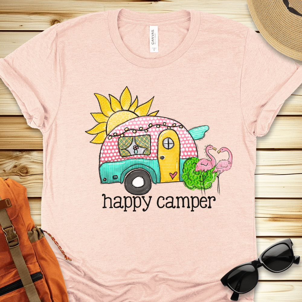 Happy Camper Flamingos Tshirt