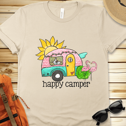 Happy Camper Flamingos Tshirt