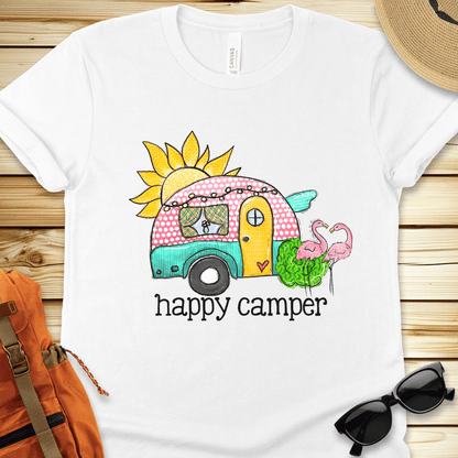 Happy Camper Flamingos Tshirt
