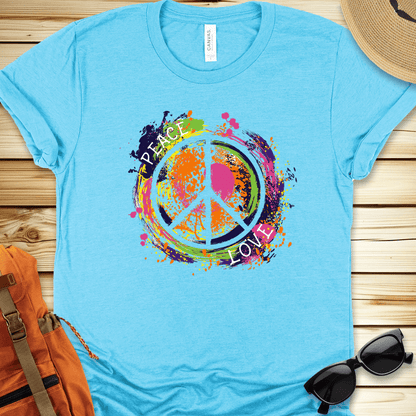 1916 Peace Love Colorsplash Tshirt - Heather Aqua - heather aqua-1746419790020