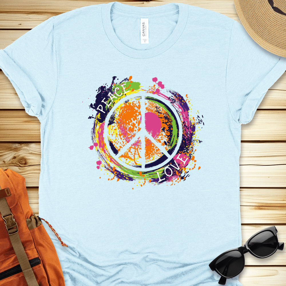 1916 Peace Love Colorsplash Tshirt - Heather Ice Blue - heather ice blue-1746419810671