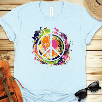 1916 Peace Love Colorsplash Tshirt - Heather Ice Blue - heather ice blue-1746419810671