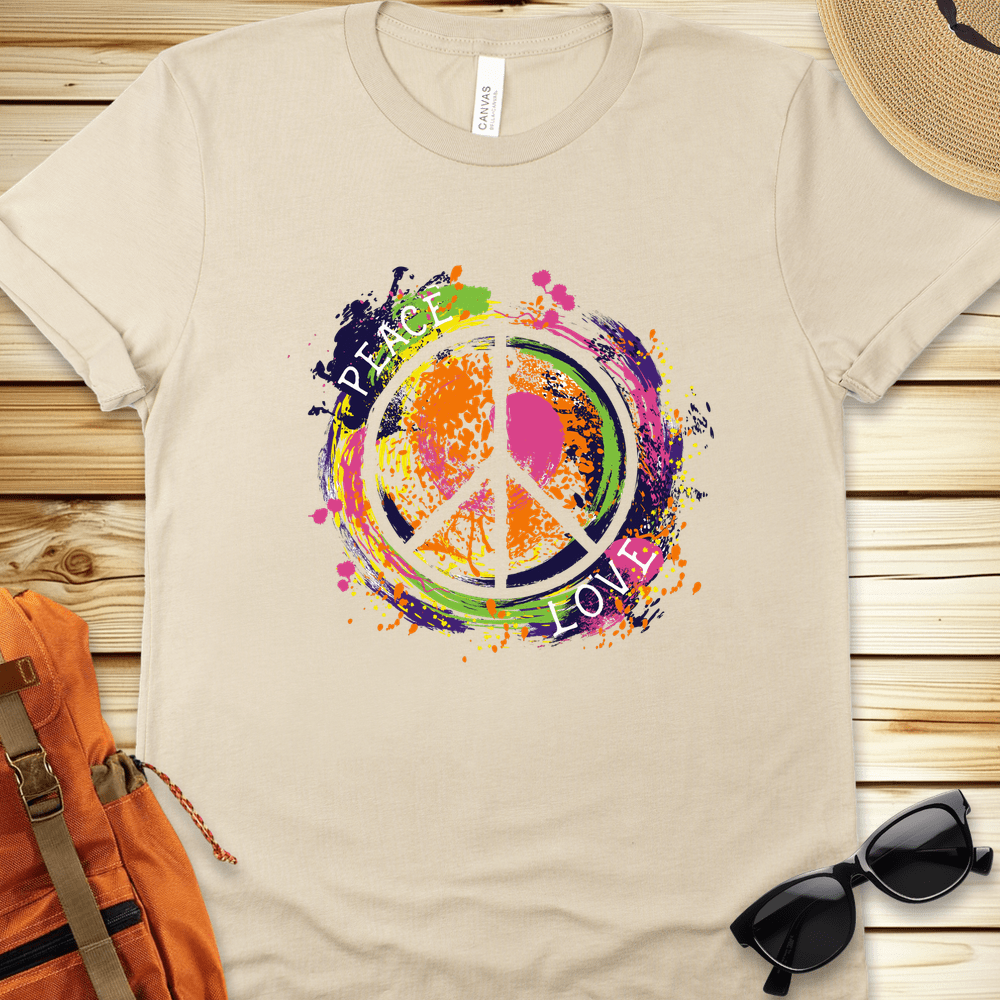 1916 Peace Love Colorsplash Tshirt - Natural - natural-1746419783088