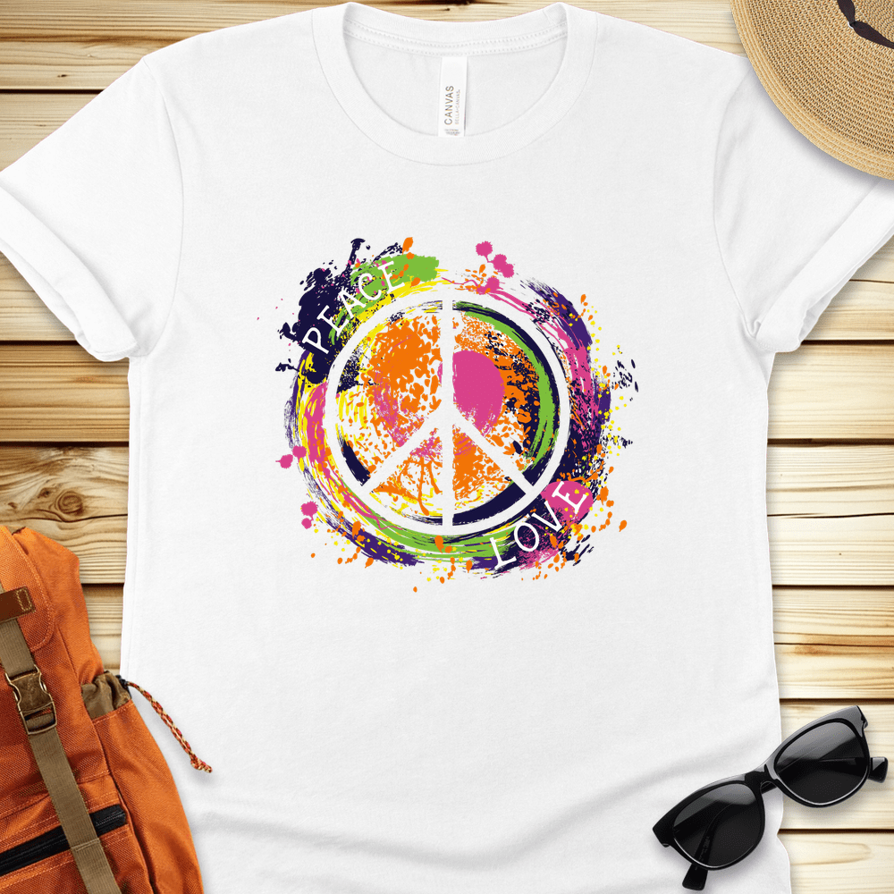 1916 Peace Love Colorsplash Tshirt - White - white-1746419776186