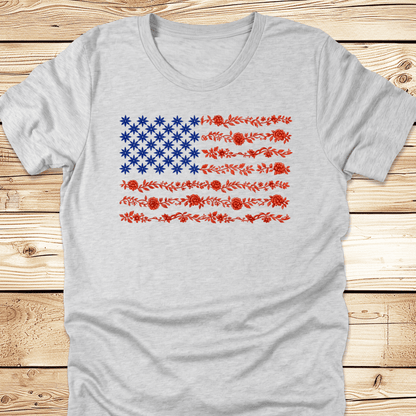 US Flag In Flowers Tshirt