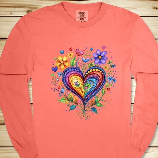 Folk Art Heart Long Sleeve Tshirt