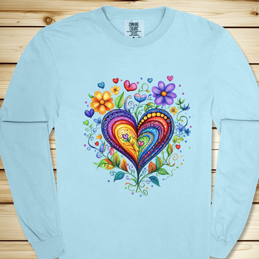 Folk Art Heart Long Sleeve Tshirt