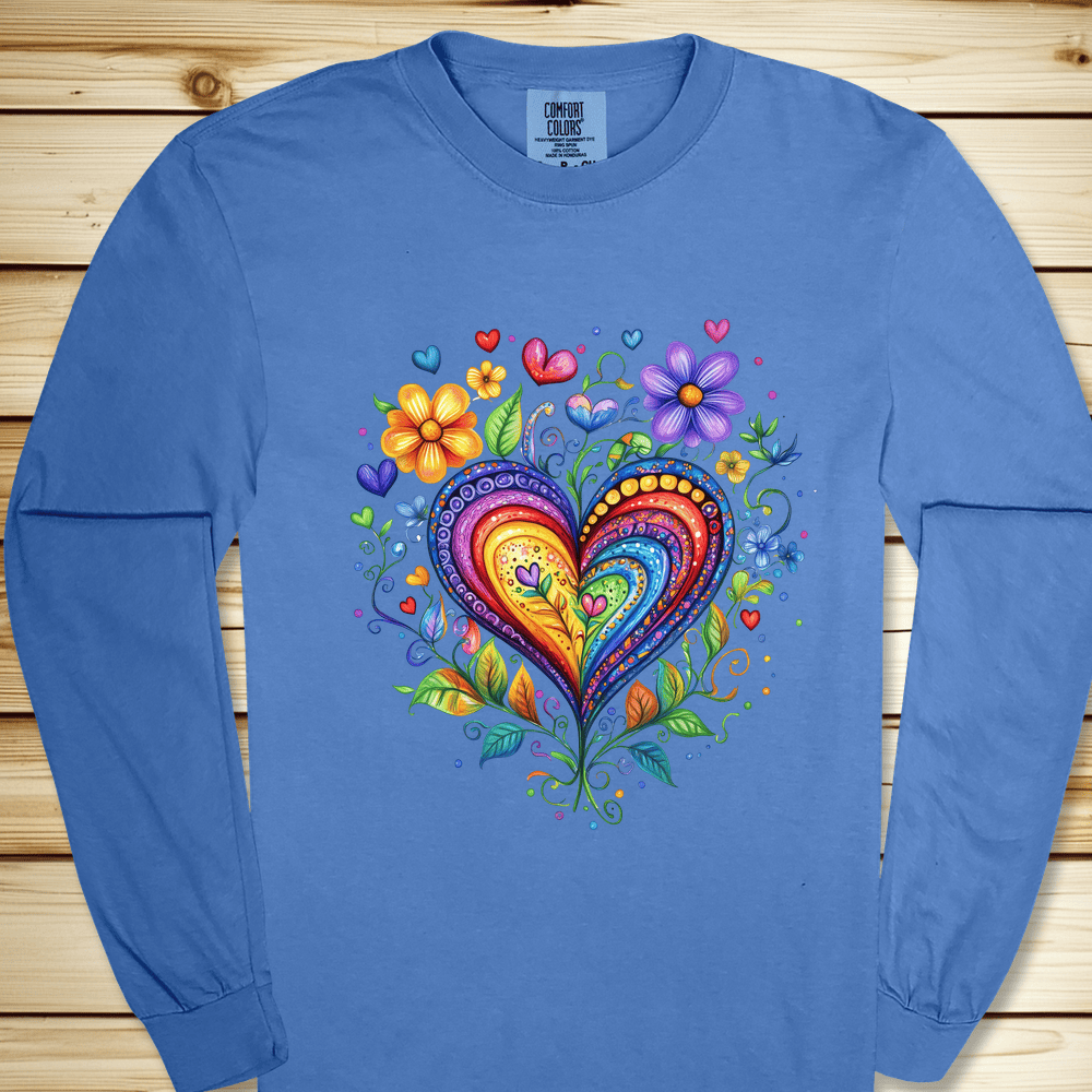 Folk Art Heart Long Sleeve Tshirt