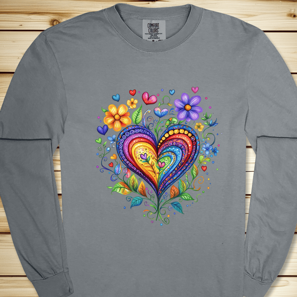 Folk Art Heart Long Sleeve Tshirt
