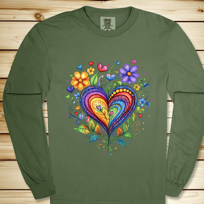 Folk Art Heart Long Sleeve Tshirt