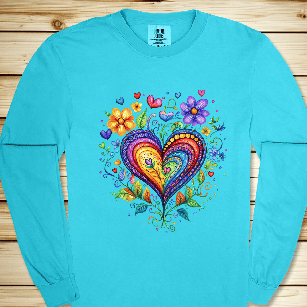 Folk Art Heart Long Sleeve Tshirt