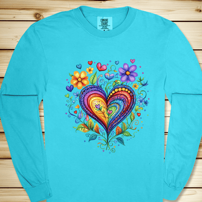 Folk Art Heart Long Sleeve Tshirt