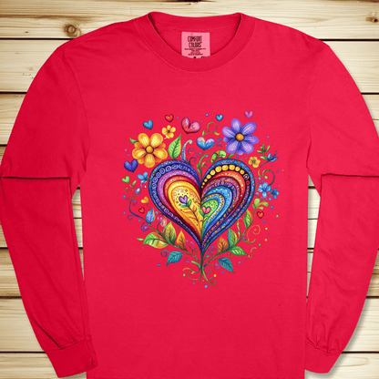 Folk Art Heart Long Sleeve Tshirt