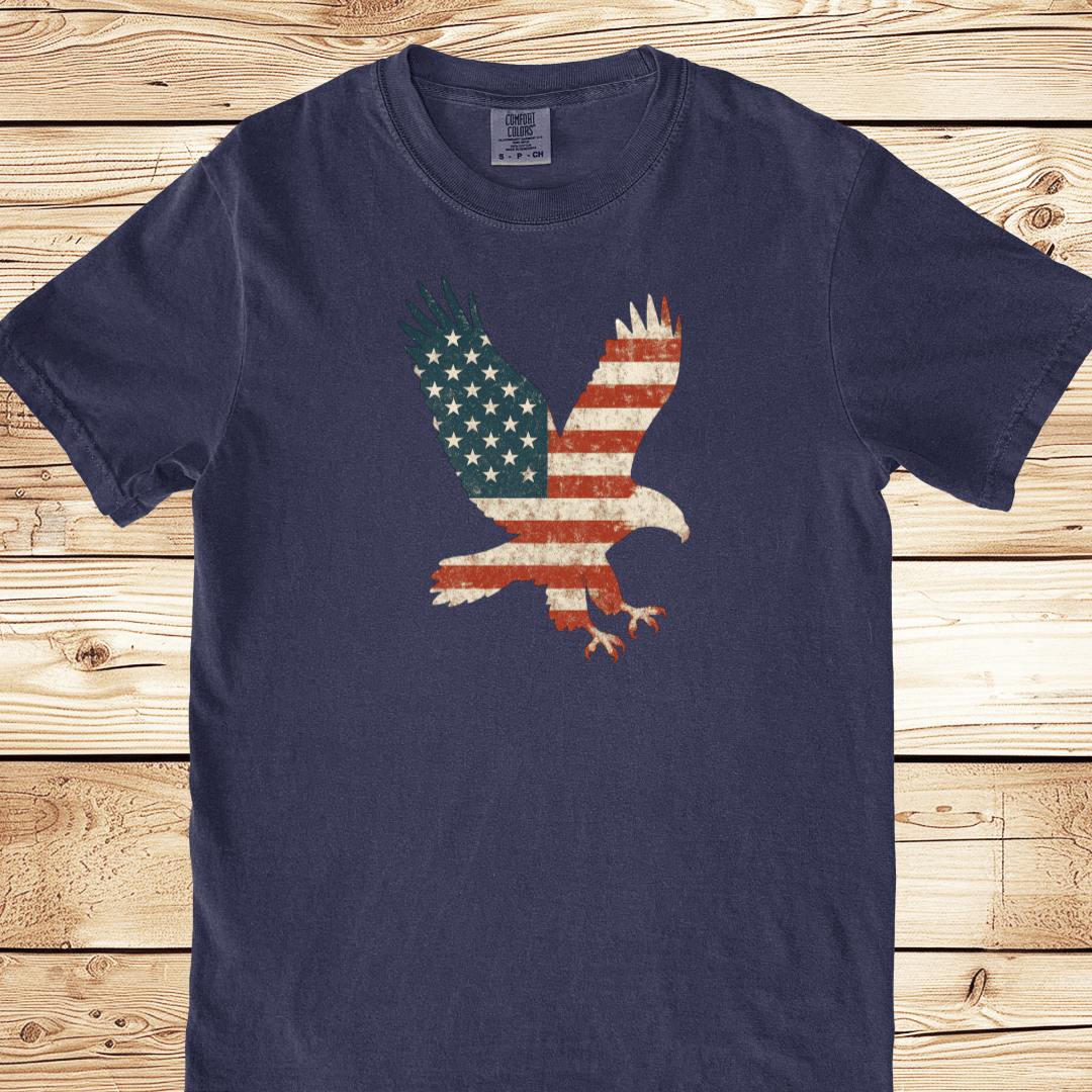 American Flag Eagle Relaxed Fit Tee - Ramblin Road