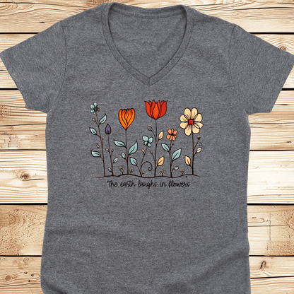 The Earth Laughs in Flowers V-Neck - Ramblin Road