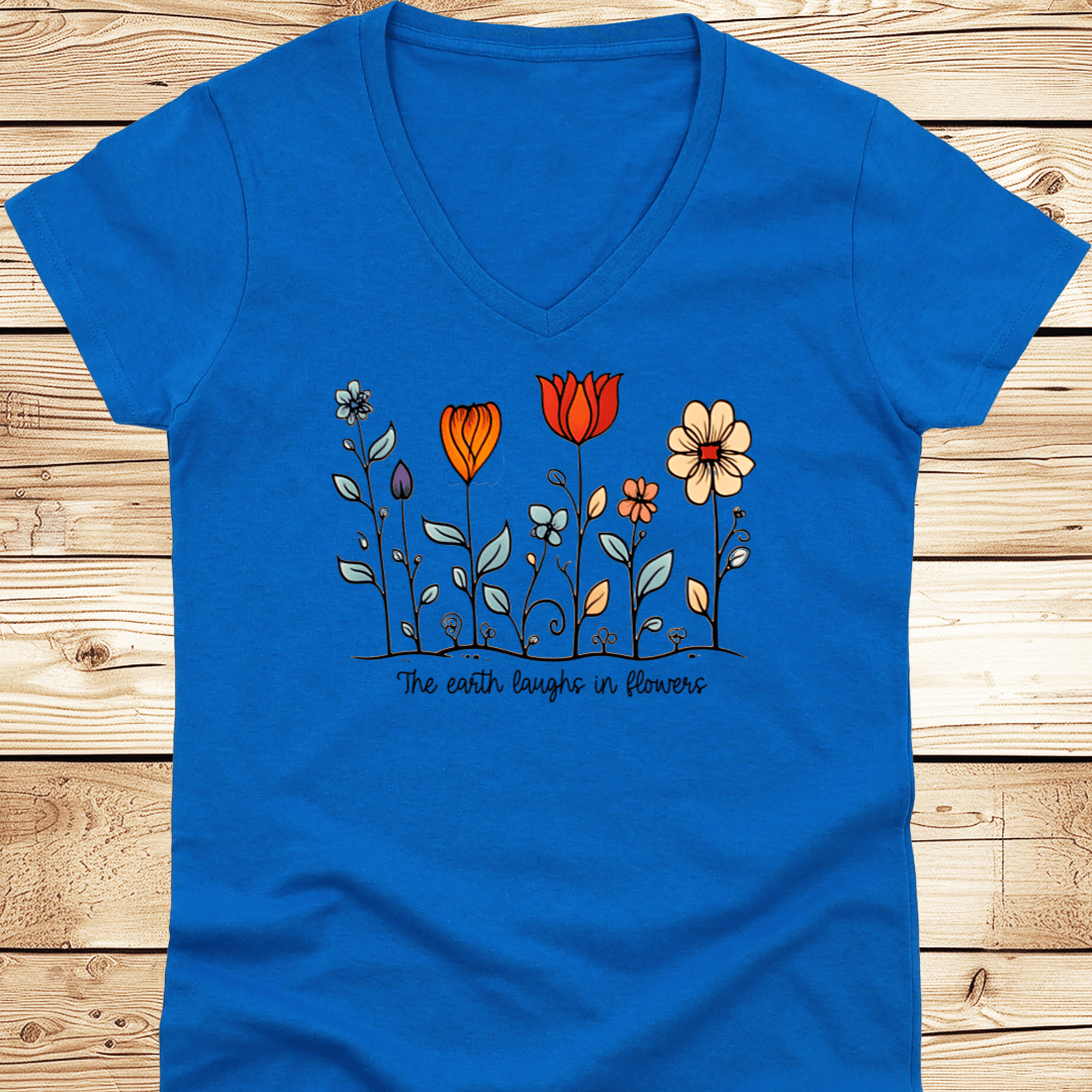 The Earth Laughs in Flowers V-Neck - Ramblin Road