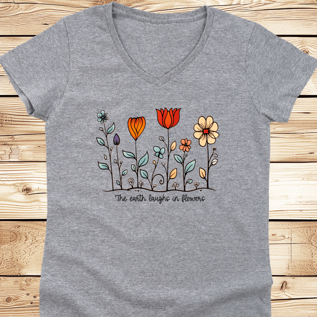The Earth Laughs in Flowers V-Neck - Ramblin Road
