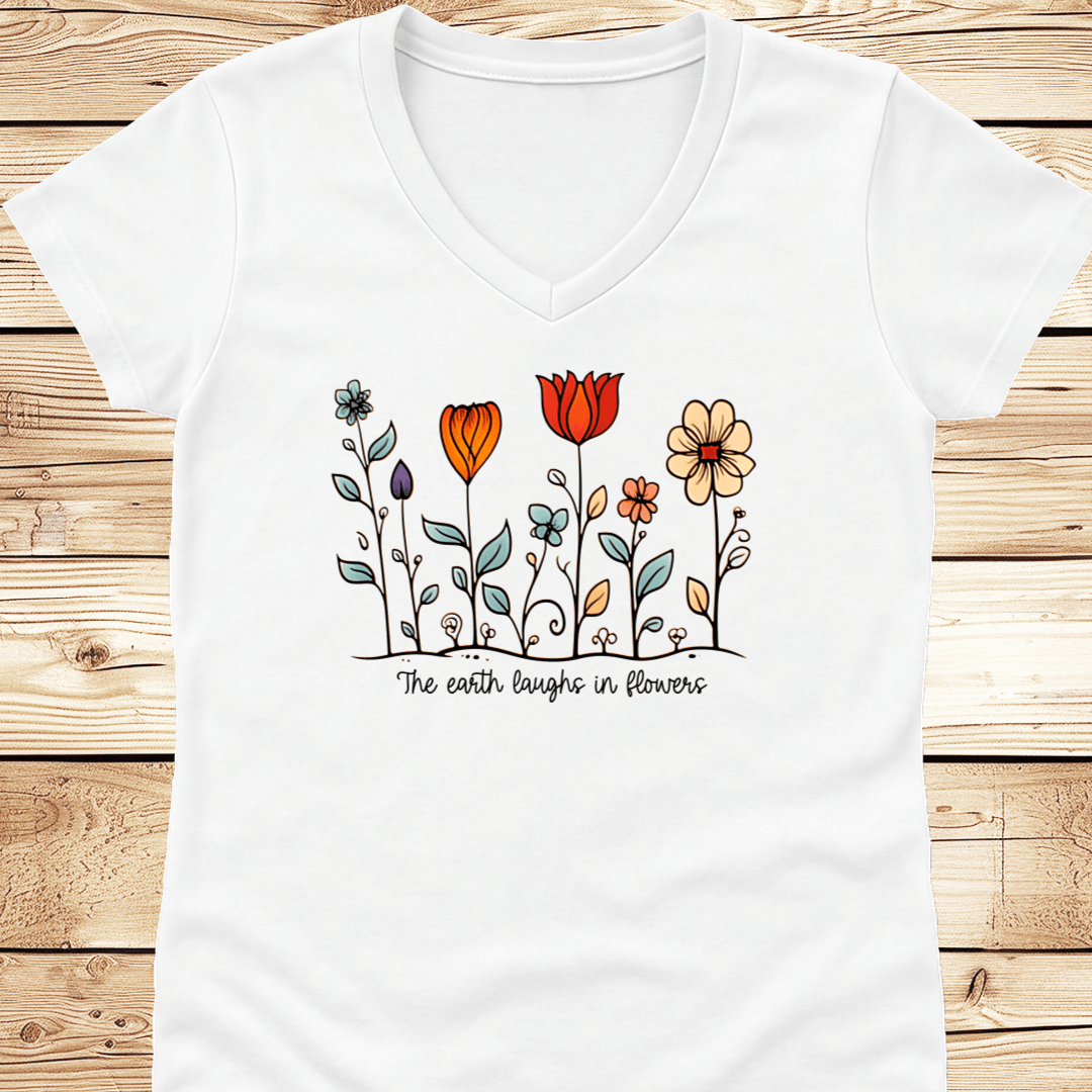 The Earth Laughs in Flowers V-Neck - Ramblin Road