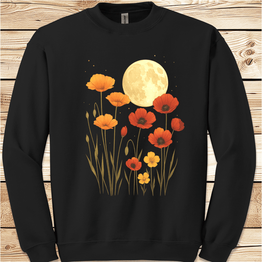 Poppies In The Moonlight Sweatshirt - Ramblin Road