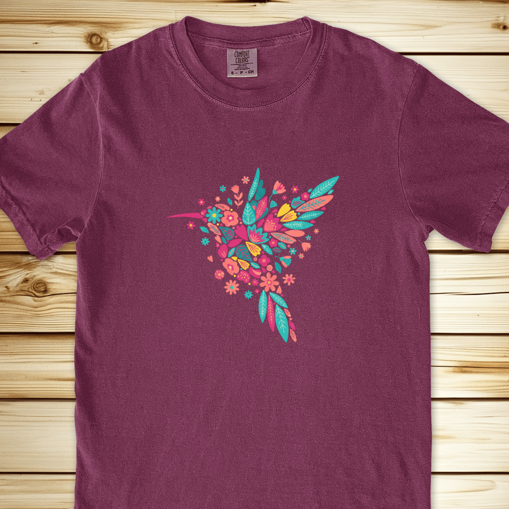 Hummingbird Of Flowers Relaxed Fit Tee