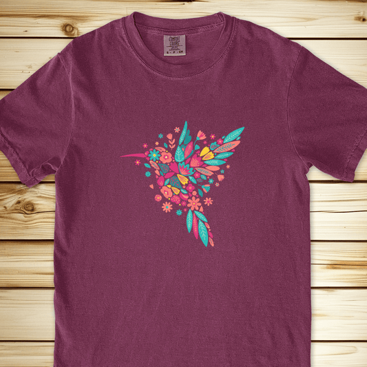Hummingbird Of Flowers Relaxed Fit Tee