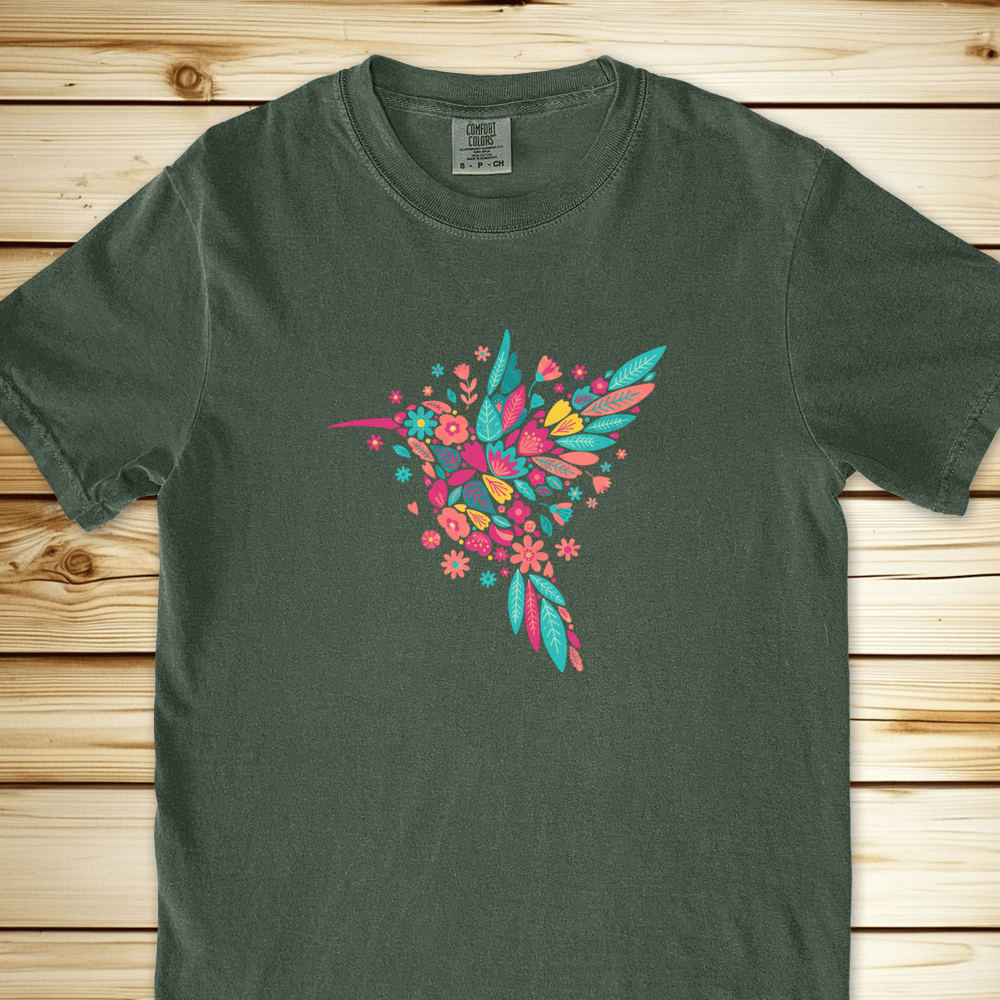 Hummingbird Of Flowers Relaxed Fit Tee