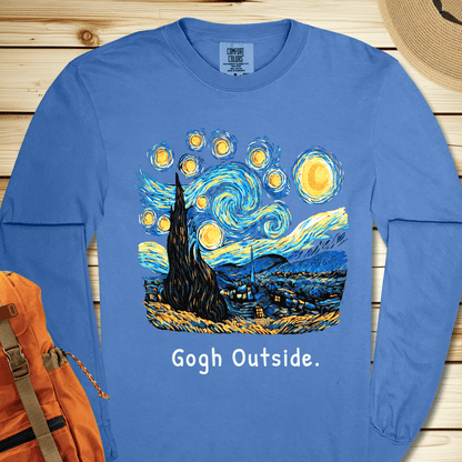 Gogh Outside Starry Night Long Sleeve Tshirt