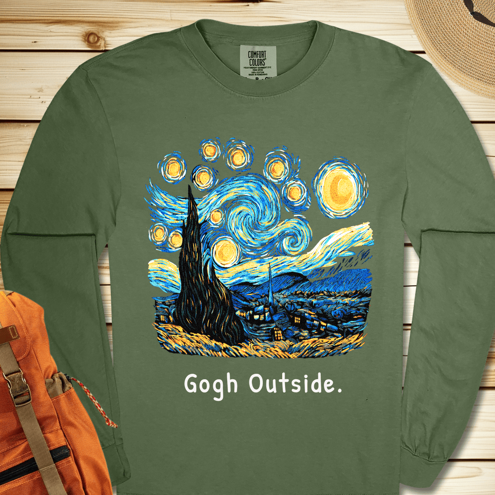 Gogh Outside Starry Night Long Sleeve Tshirt