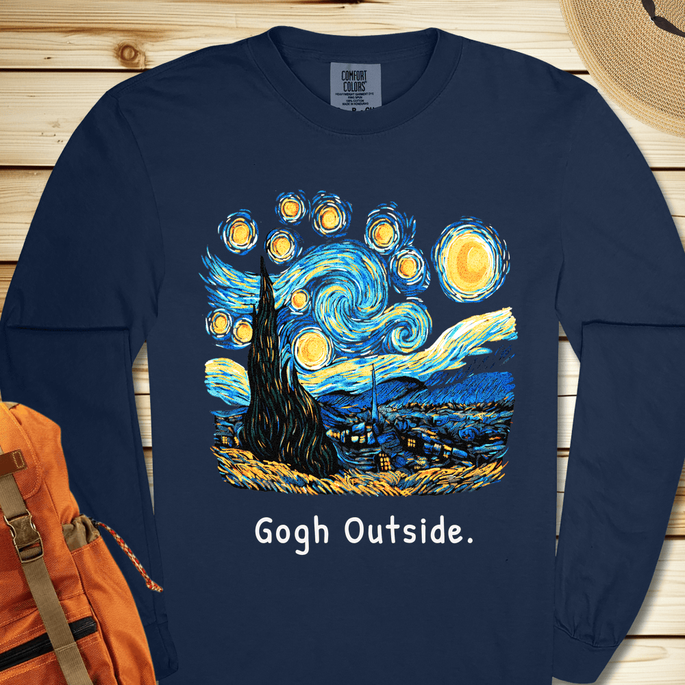Gogh Outside Starry Night Long Sleeve Tshirt