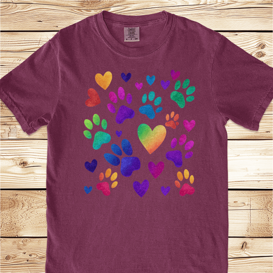 Rainbow Pawprints Relaxed Fit Tee - Ramblin Road