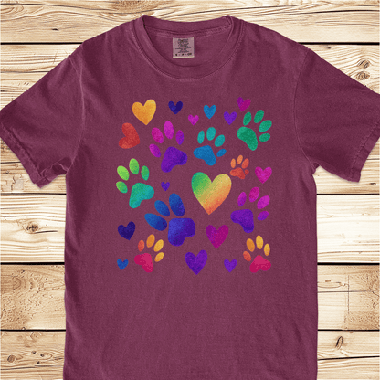 Rainbow Pawprints Relaxed Fit Tee - Ramblin Road