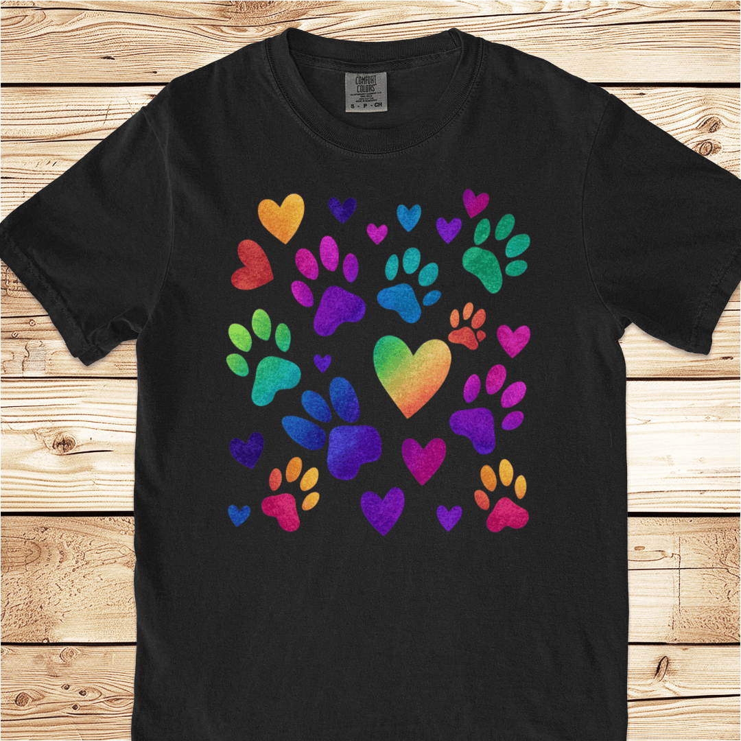 Rainbow Pawprints Relaxed Fit Tee - Ramblin Road