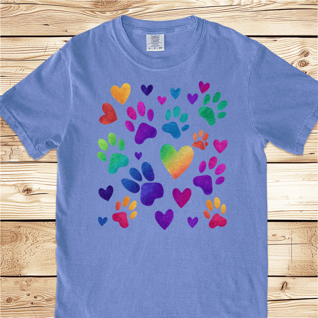 Rainbow Pawprints Relaxed Fit Tee - Ramblin Road
