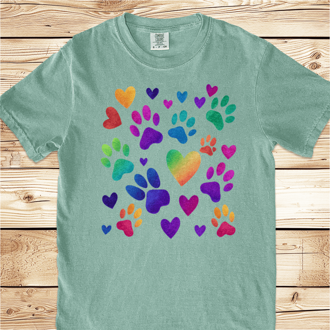 Rainbow Pawprints Relaxed Fit Tee - Ramblin Road