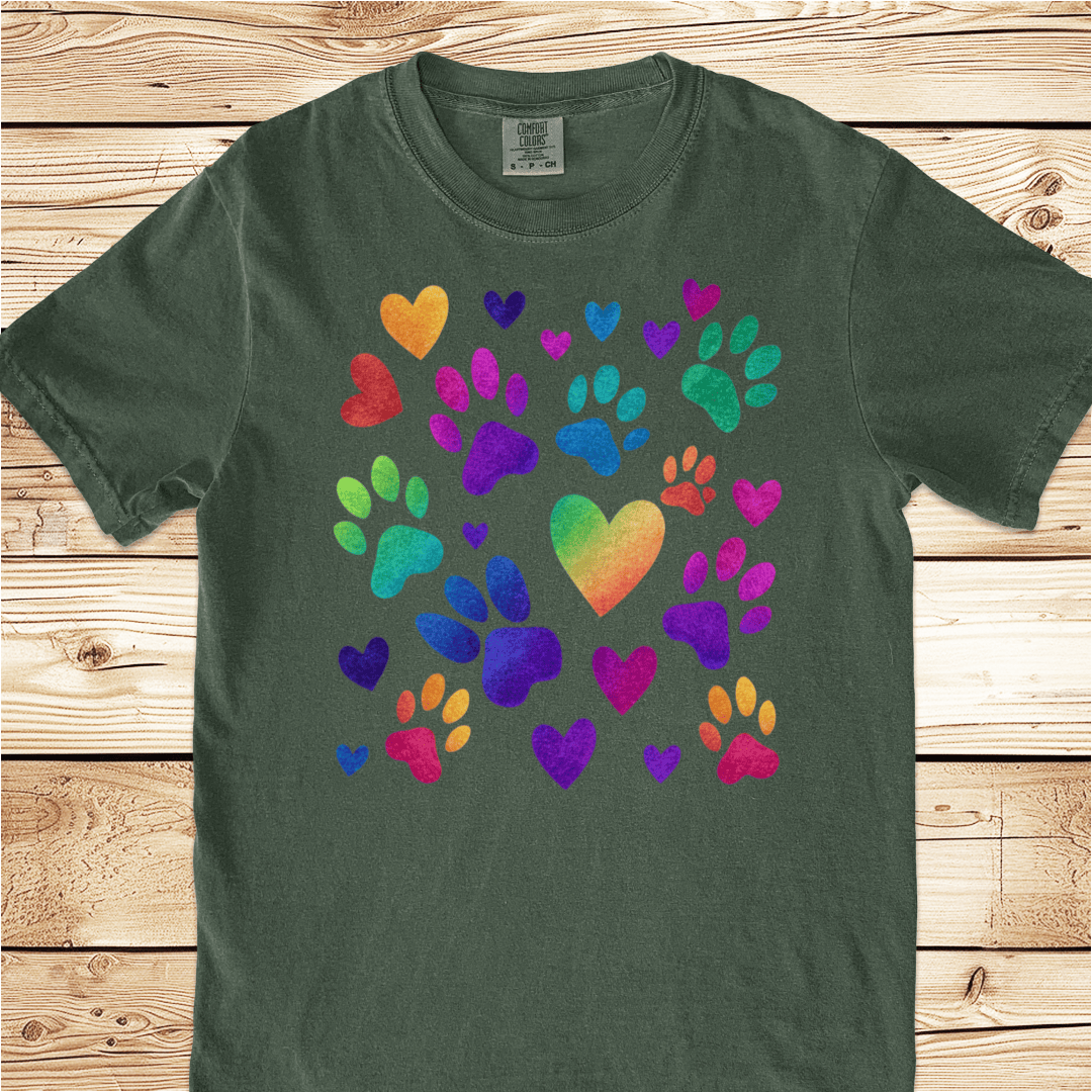 Rainbow Pawprints Relaxed Fit Tee - Ramblin Road