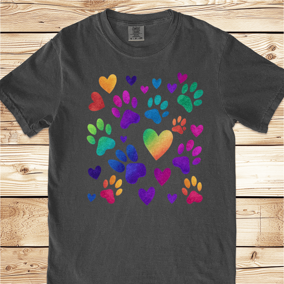 Rainbow Pawprints Relaxed Fit Tee - Ramblin Road