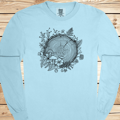 Forest Botanical Tree Rings Long Sleeve Tshirt - Ramblin Road