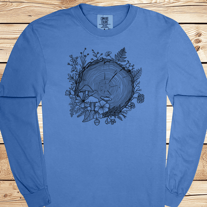 Forest Botanical Tree Rings Long Sleeve Tshirt - Ramblin Road