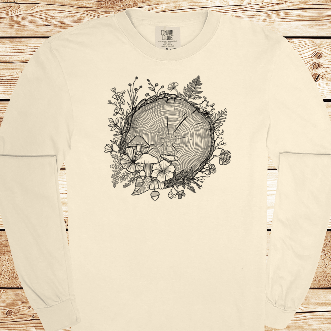 Forest Botanical Tree Rings Long Sleeve Tshirt - Ramblin Road