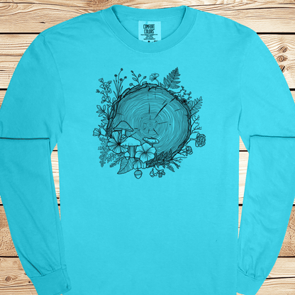 Forest Botanical Tree Rings Long Sleeve Tshirt - Ramblin Road
