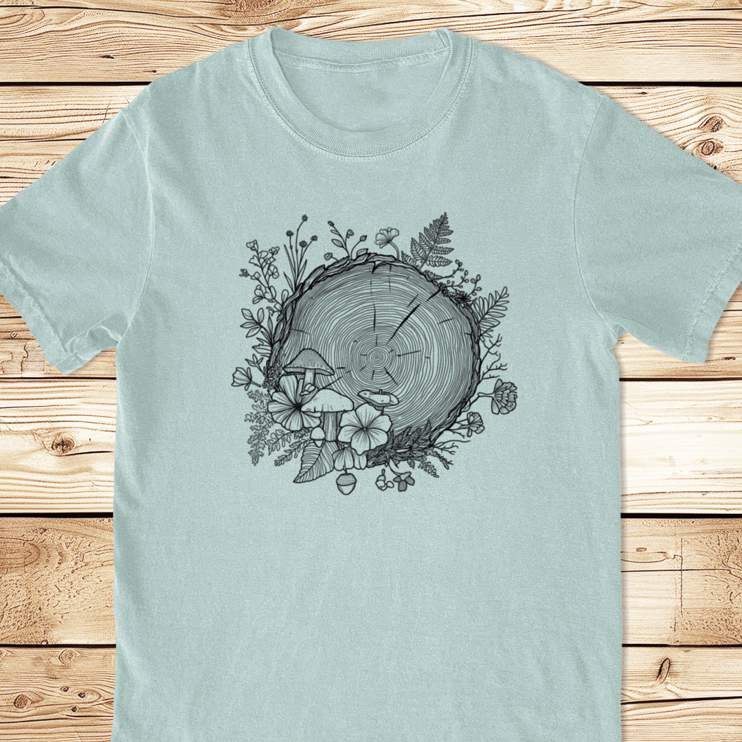 Forest Botanical Tree Rings Relaxed Fit Tee - Ramblin Road