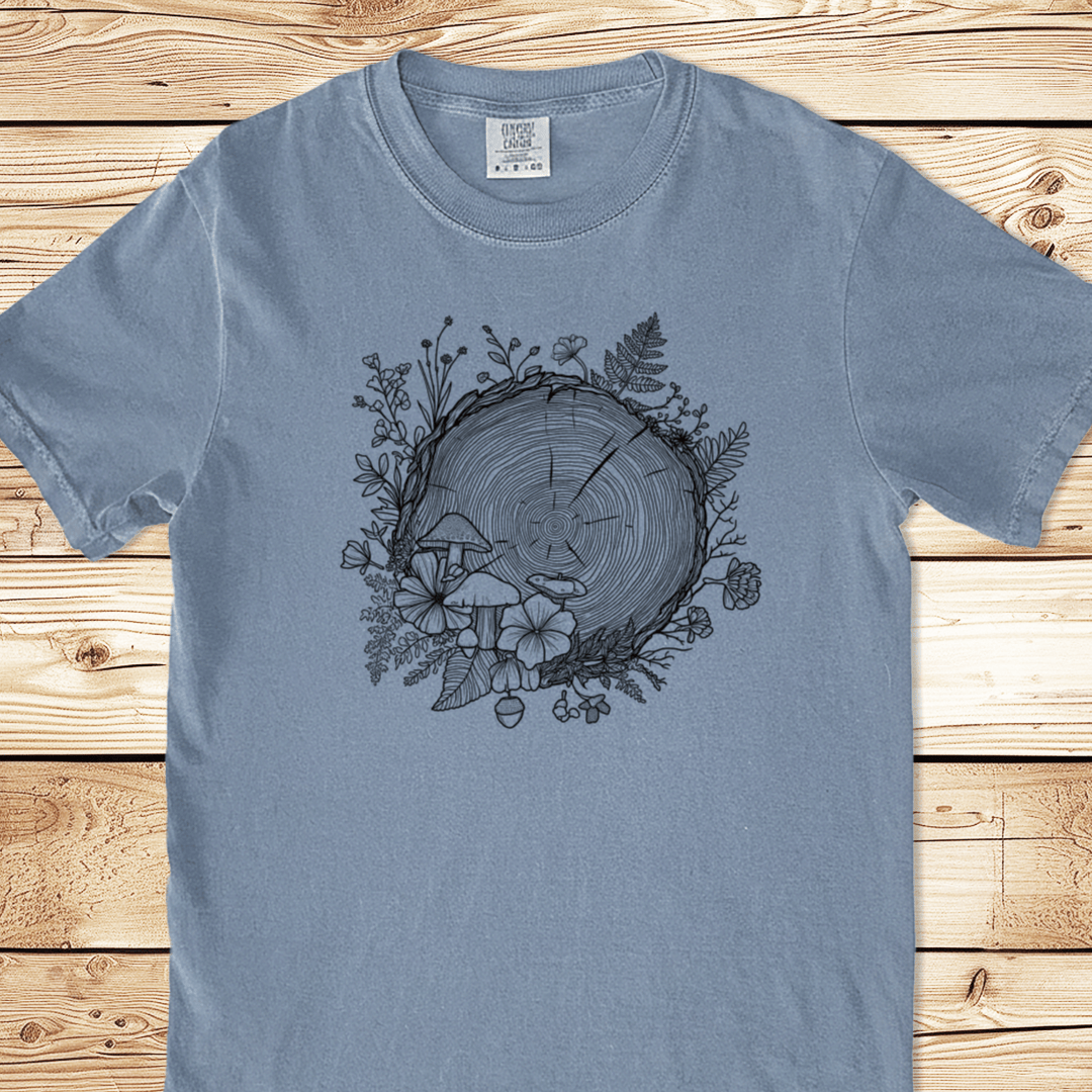 Forest Botanical Tree Rings Relaxed Fit Tee - Ramblin Road