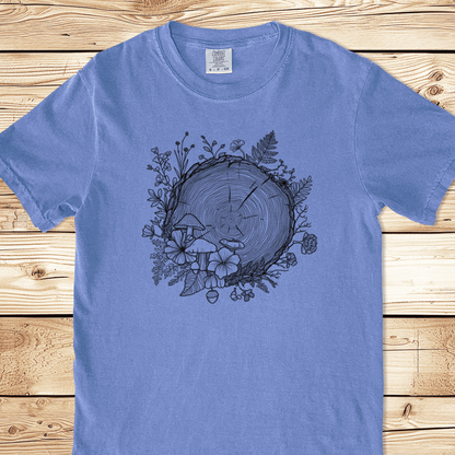 Forest Botanical Tree Rings Relaxed Fit Tee - Ramblin Road