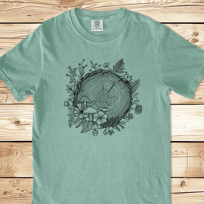 Forest Botanical Tree Rings Relaxed Fit Tee - Ramblin Road