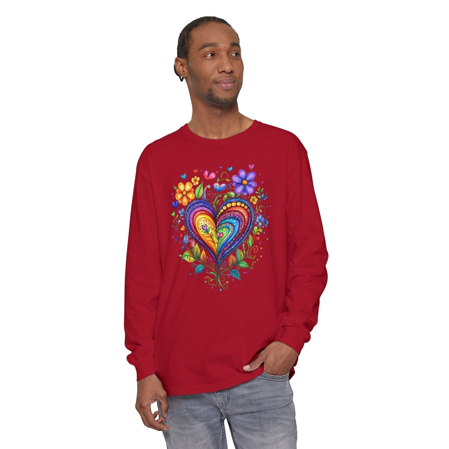 1974 Folk Art Heart Long Sleeve Tshirt