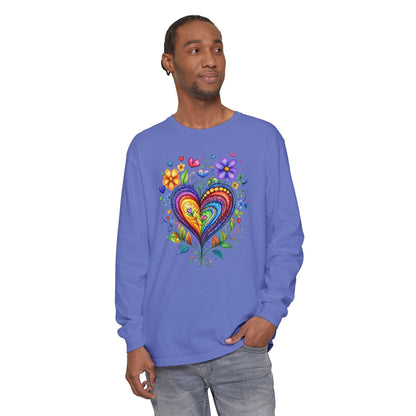 1974 Folk Art Heart Long Sleeve Tshirt