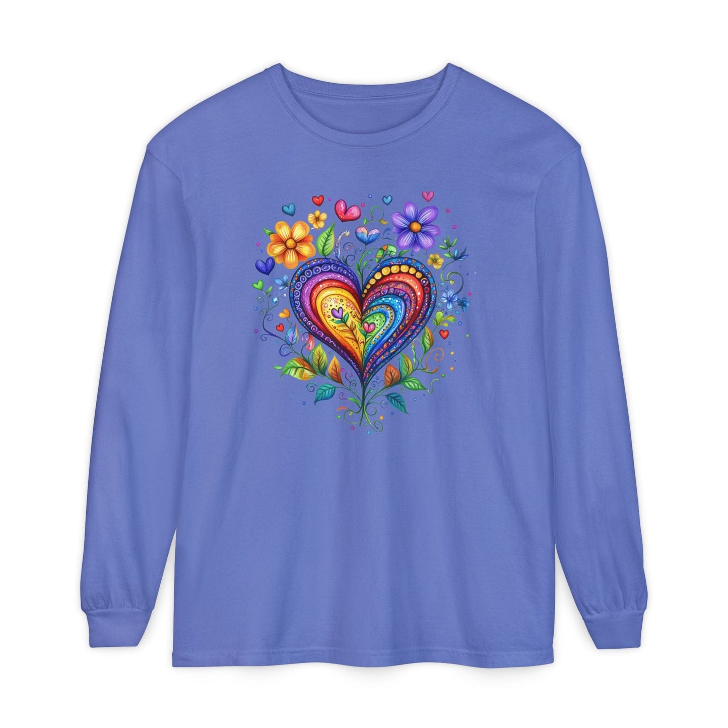 1974 Folk Art Heart Long Sleeve Tshirt