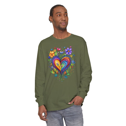 1974 Folk Art Heart Long Sleeve Tshirt